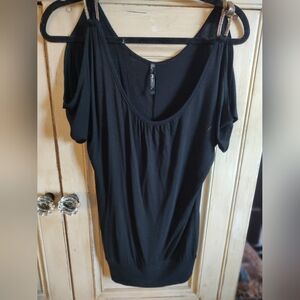 Flare black stretchy shirt size small but it would fit a medium definitely
